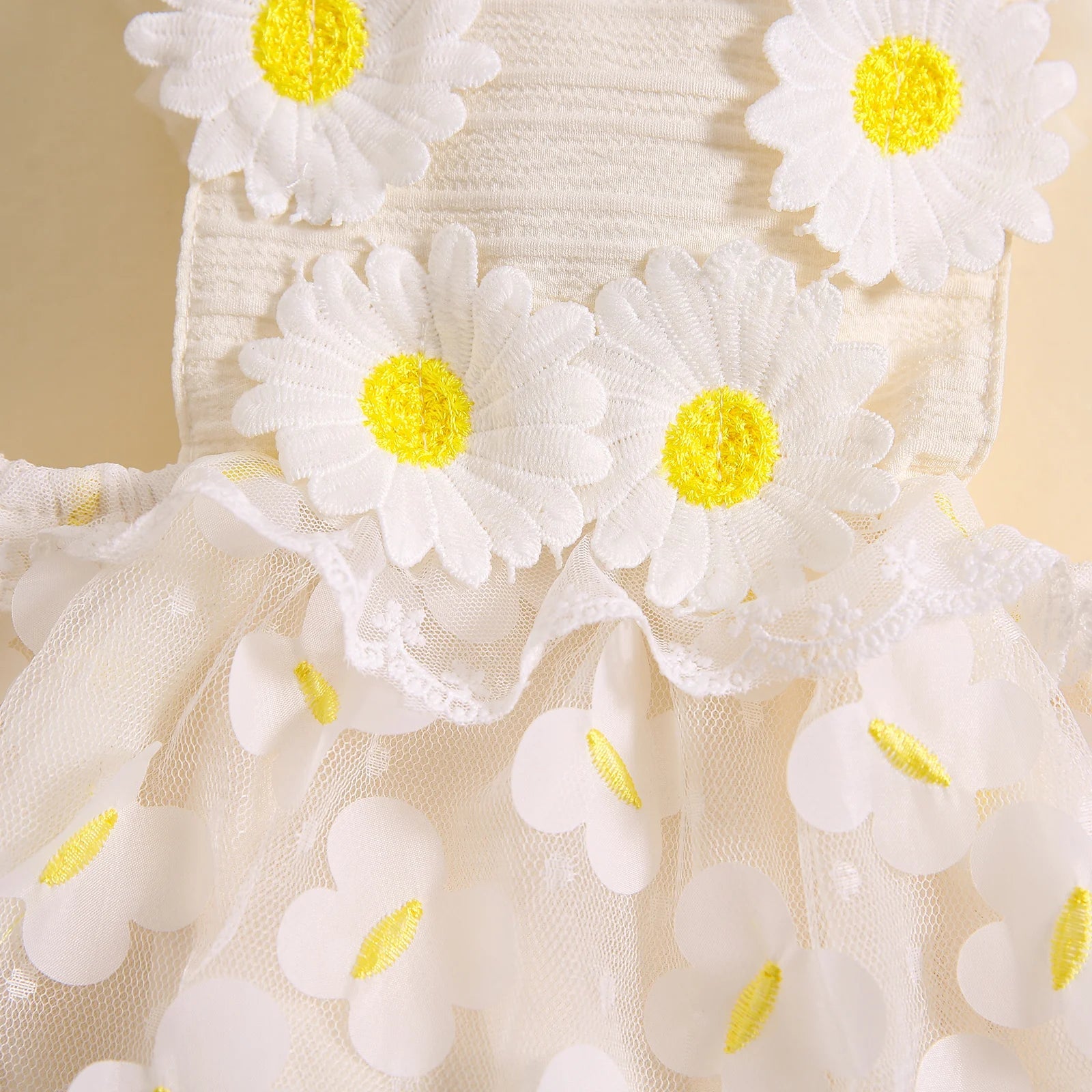 KMK - White Daisy Romper Dress +Headband