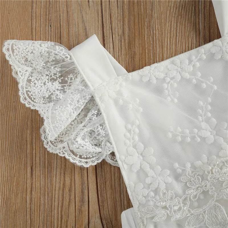 KMK - White Lace Romper with bow