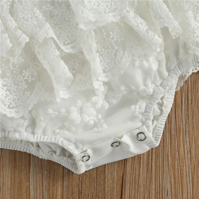 KMK - White Lace Romper with bow