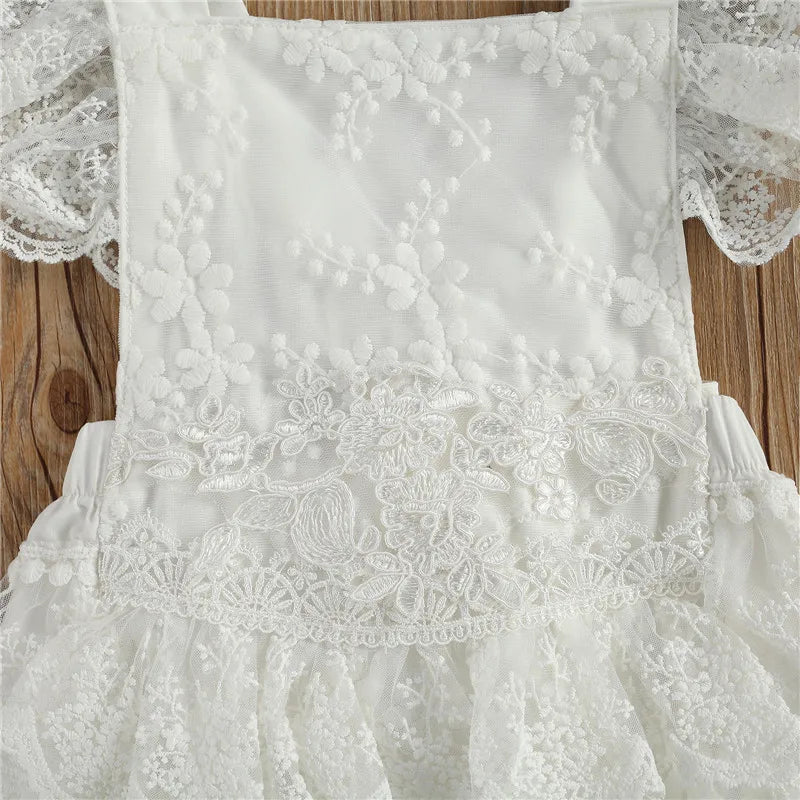 KMK - White Lace Romper with bow