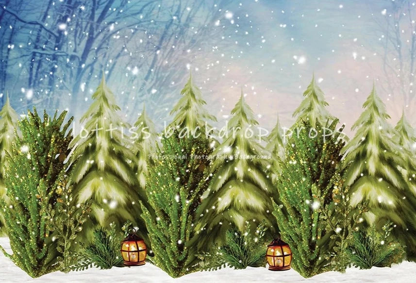 KMK - Winter Christmas Forest Backdrop