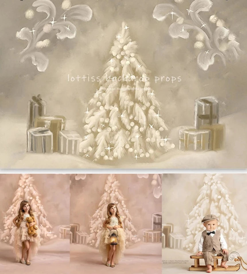 KMK - Winter White Christmas Tree Backdrop