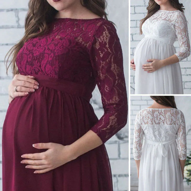 KMK - Womens Maternity Lace Gown