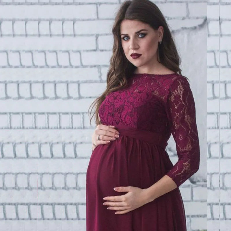 KMK - Womens Maternity Lace Gown