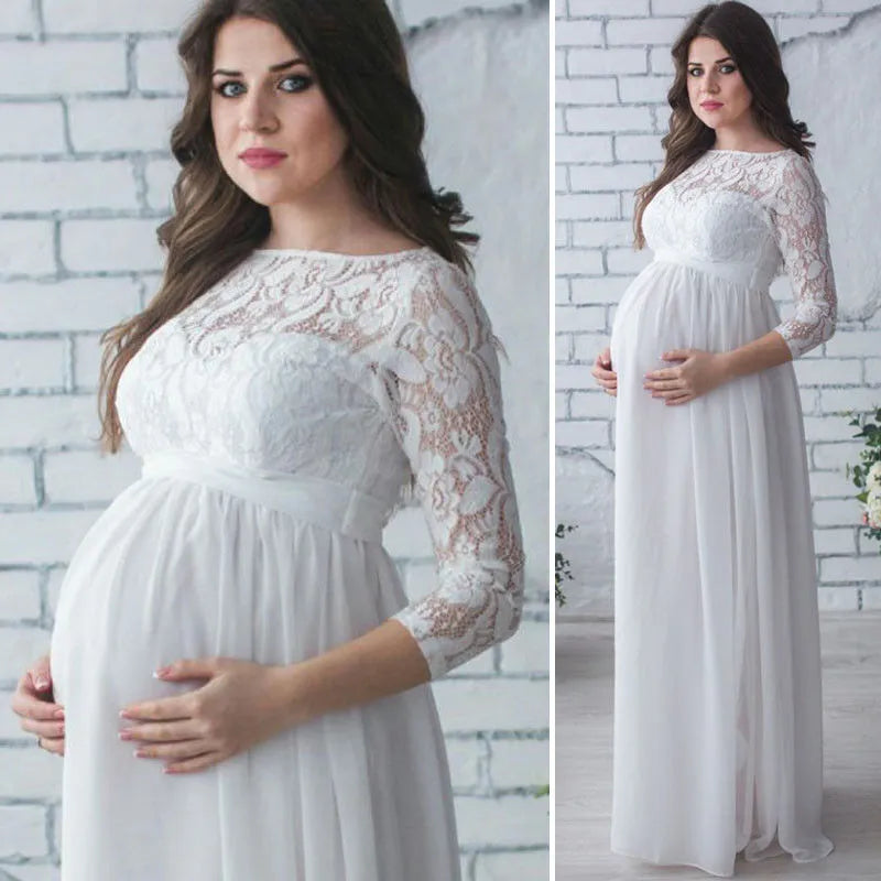 KMK - Womens Maternity Lace Gown