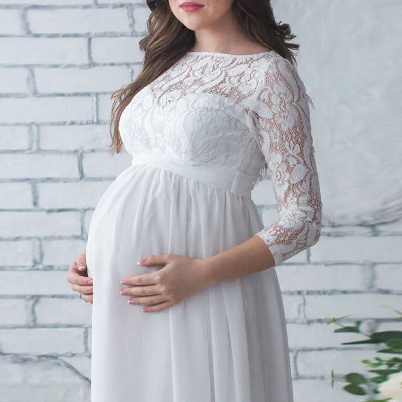 KMK - Womens Maternity Lace Gown