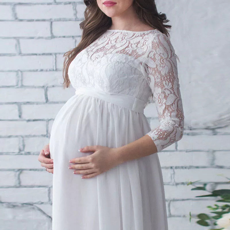 KMK - Womens Maternity Lace Gown