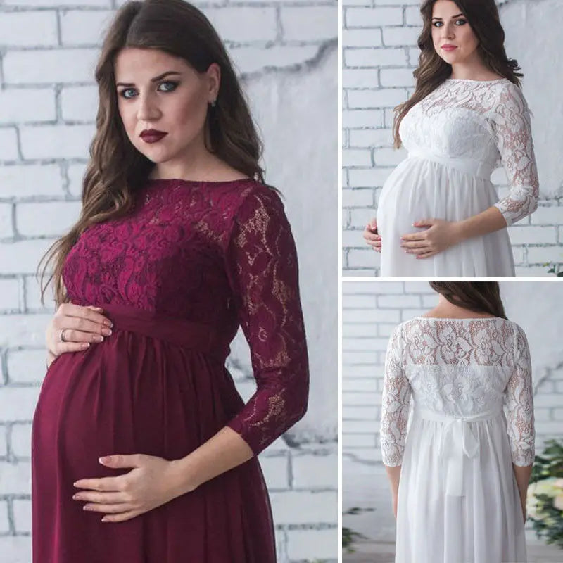 KMK - Womens Maternity Lace Gown