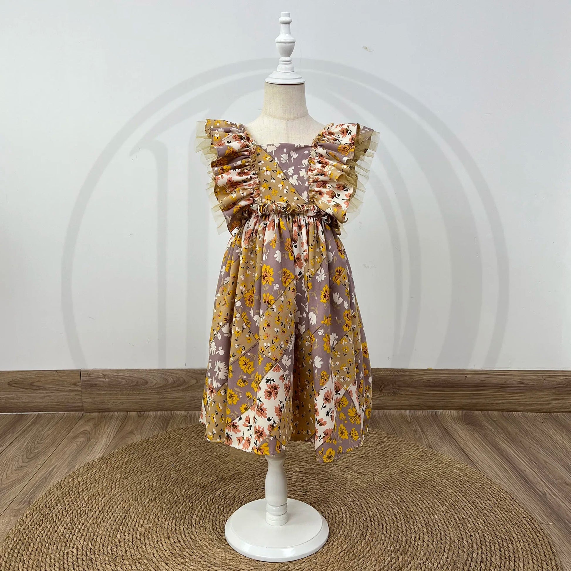 KMK - Wrinkle Floral Ruffle Dress