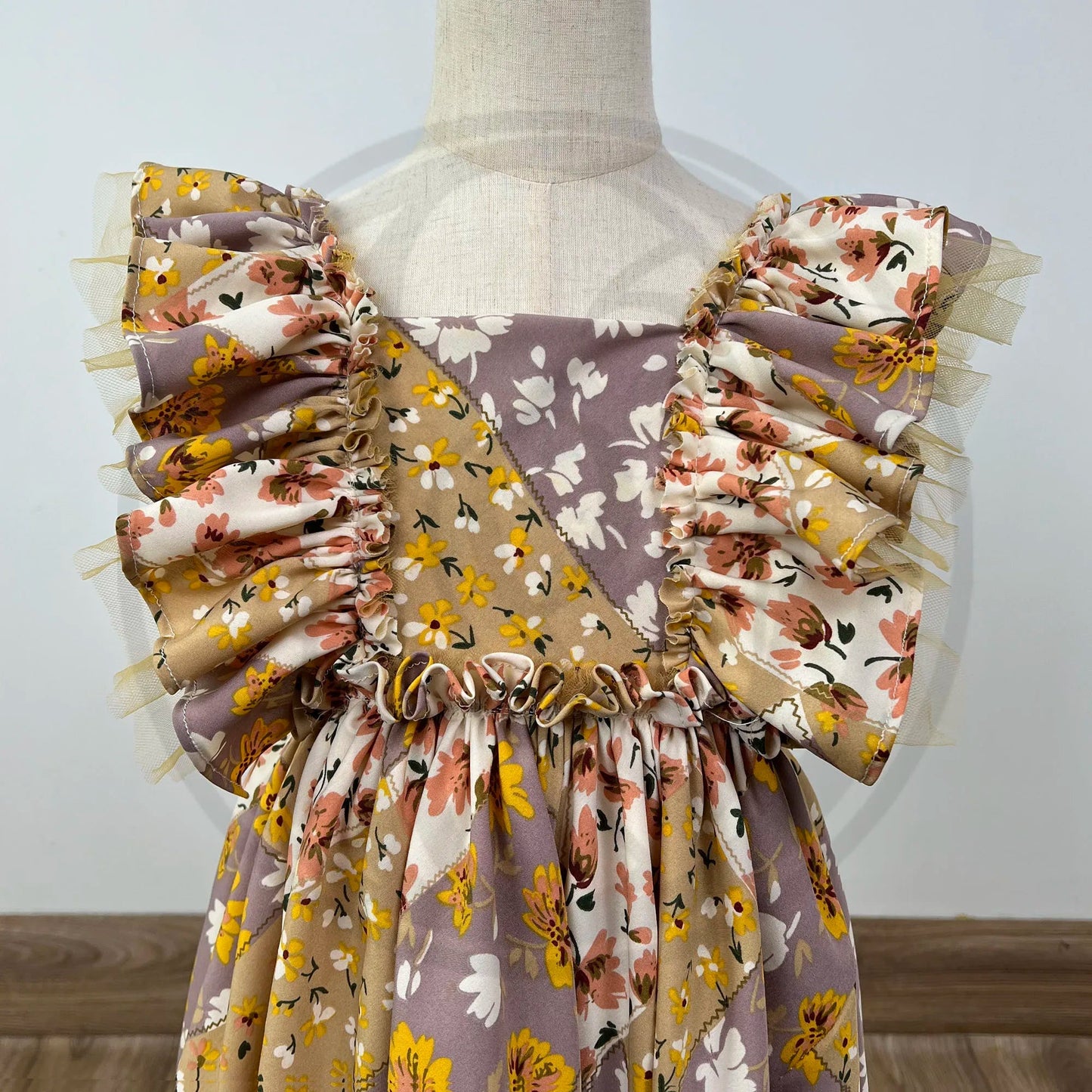 KMK - Wrinkle Floral Ruffle Dress