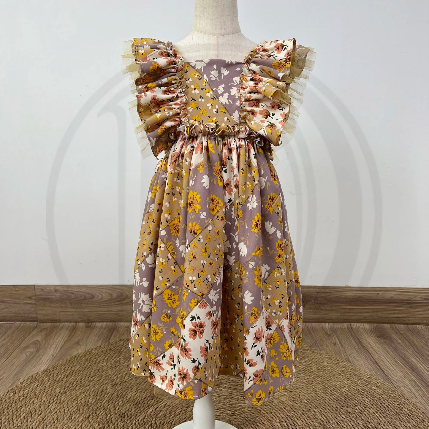 KMK - Wrinkle Floral Ruffle Dress