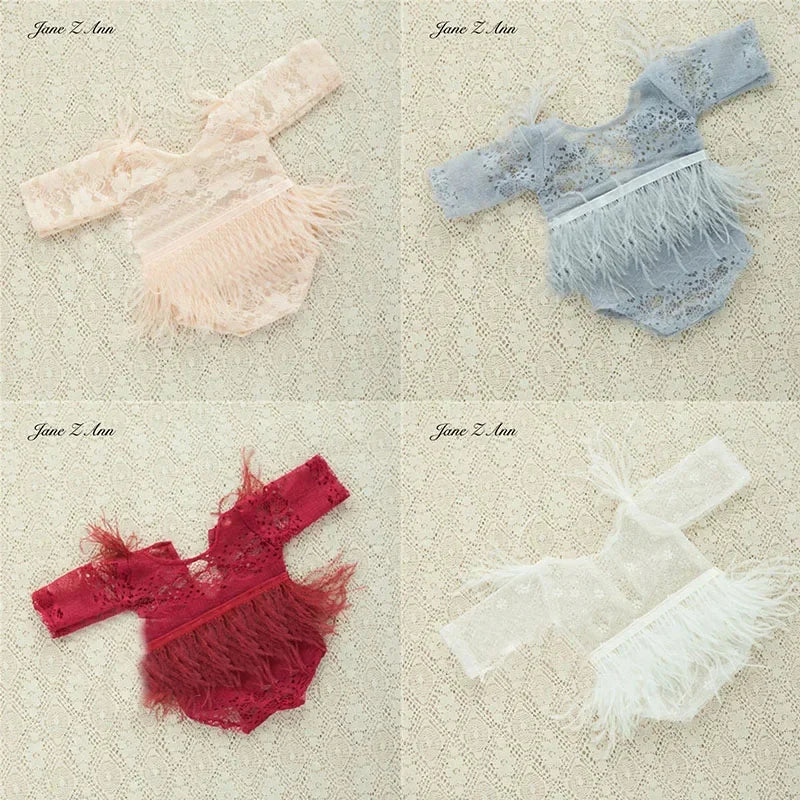 KMK - feather lace Rompers - multi-colors