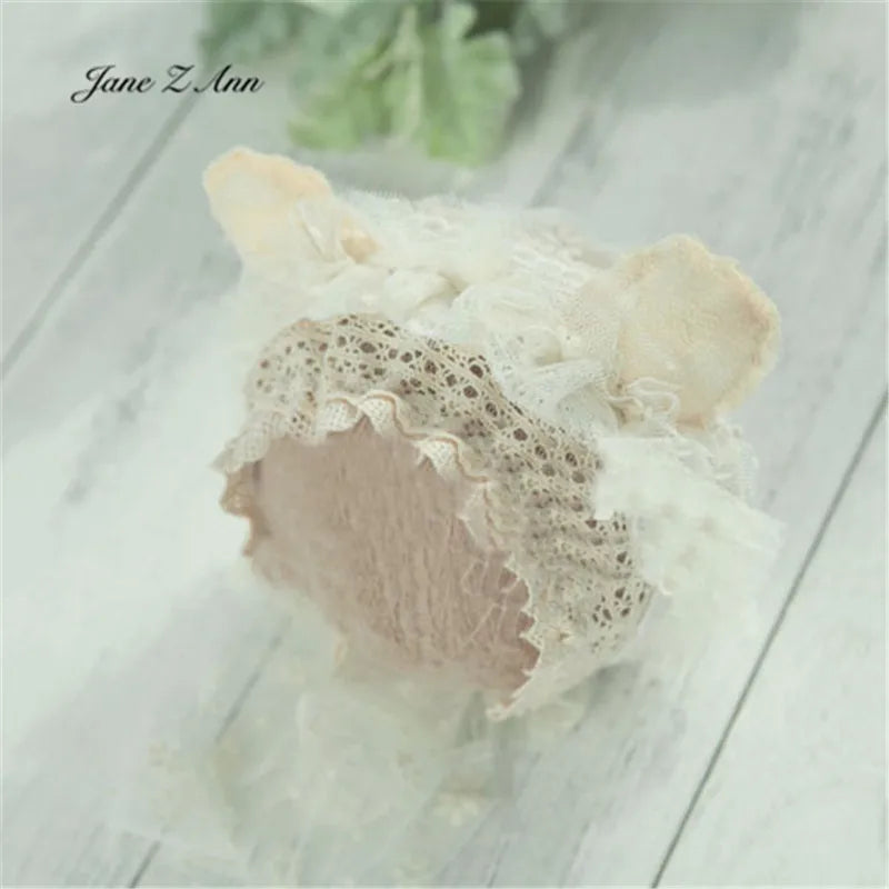 KMK - lace bear knitted Bonnet