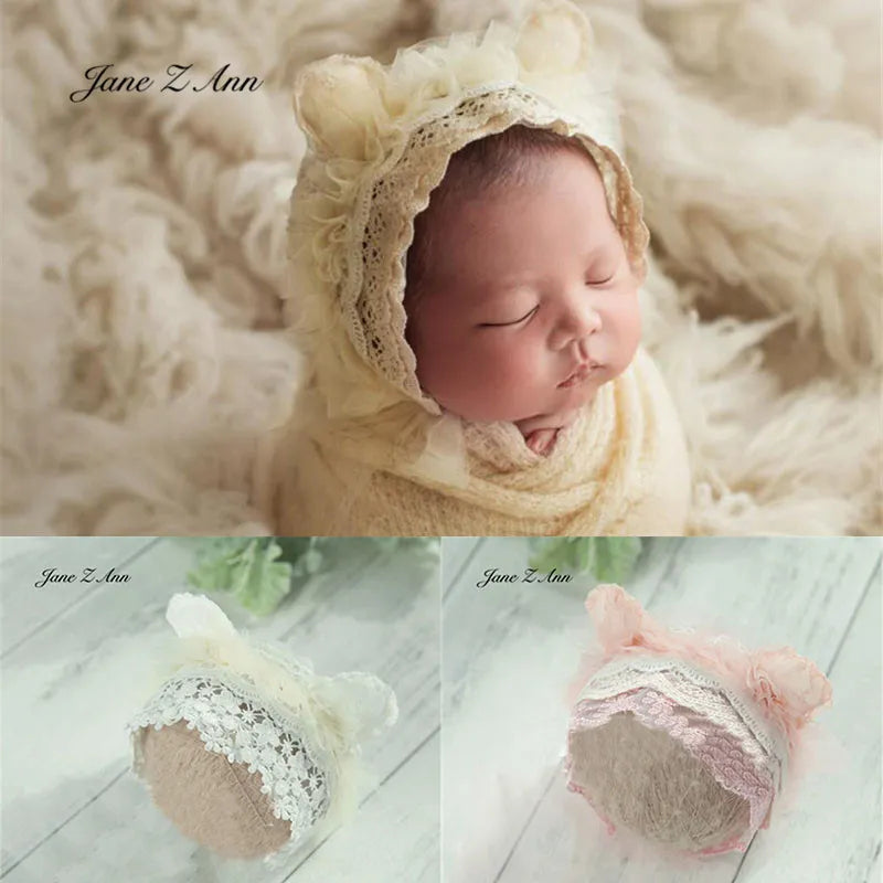 KMK - lace bear knitted Bonnet