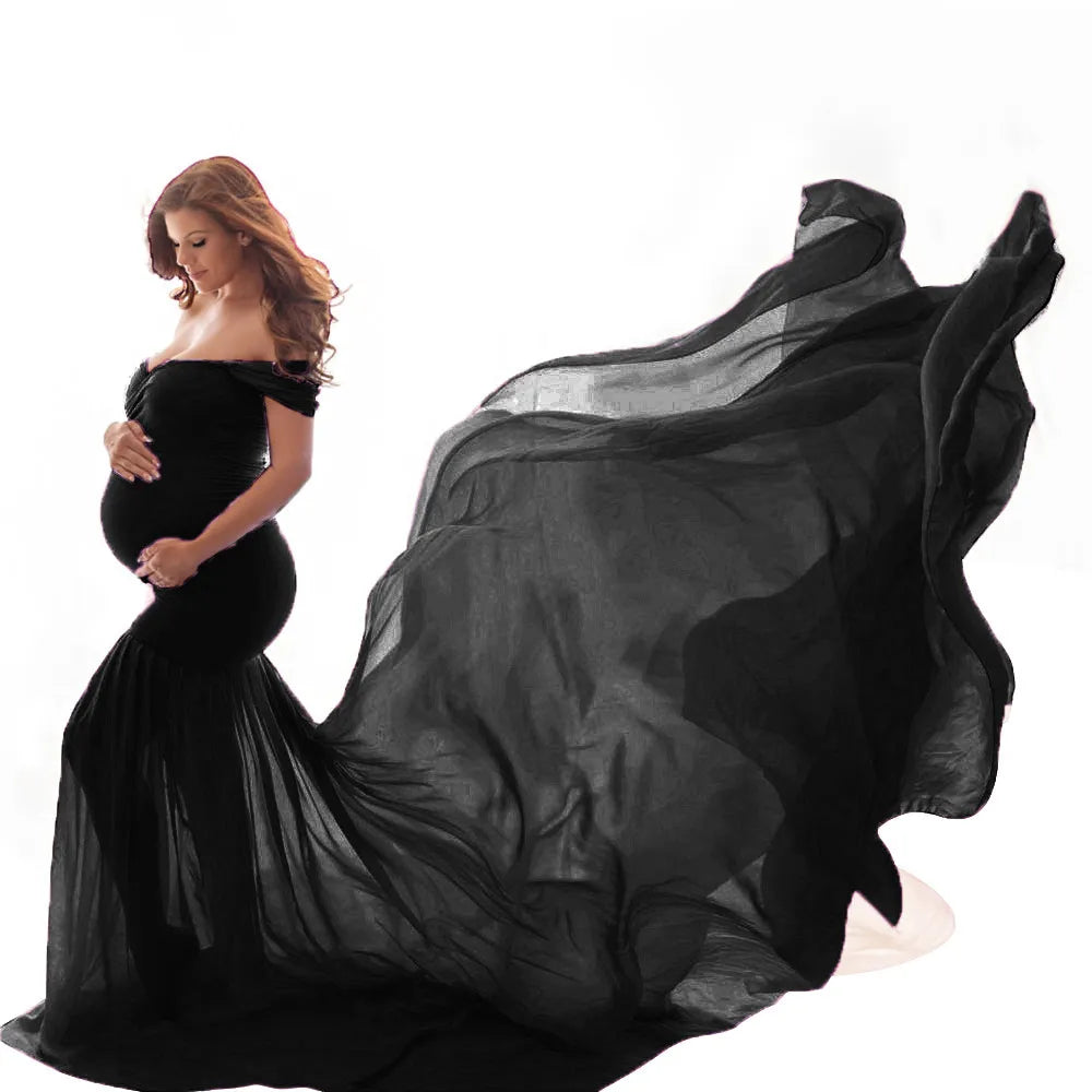 KMK - maternity off shoulder stretchy gown