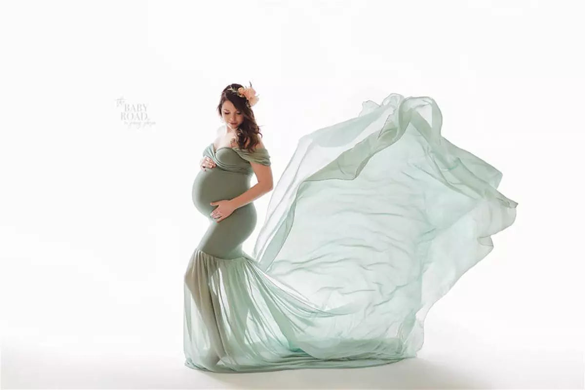 KMK - maternity off shoulder stretchy gown