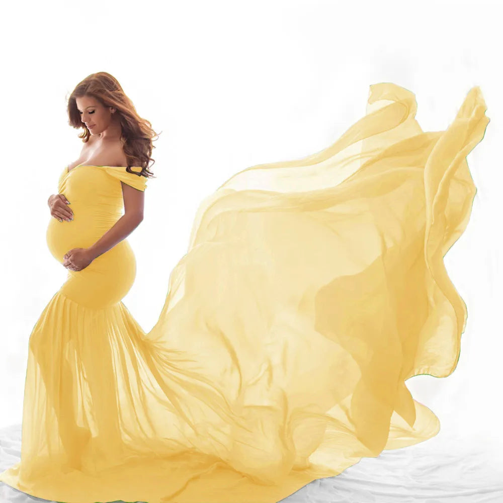 KMK - maternity off shoulder stretchy gown