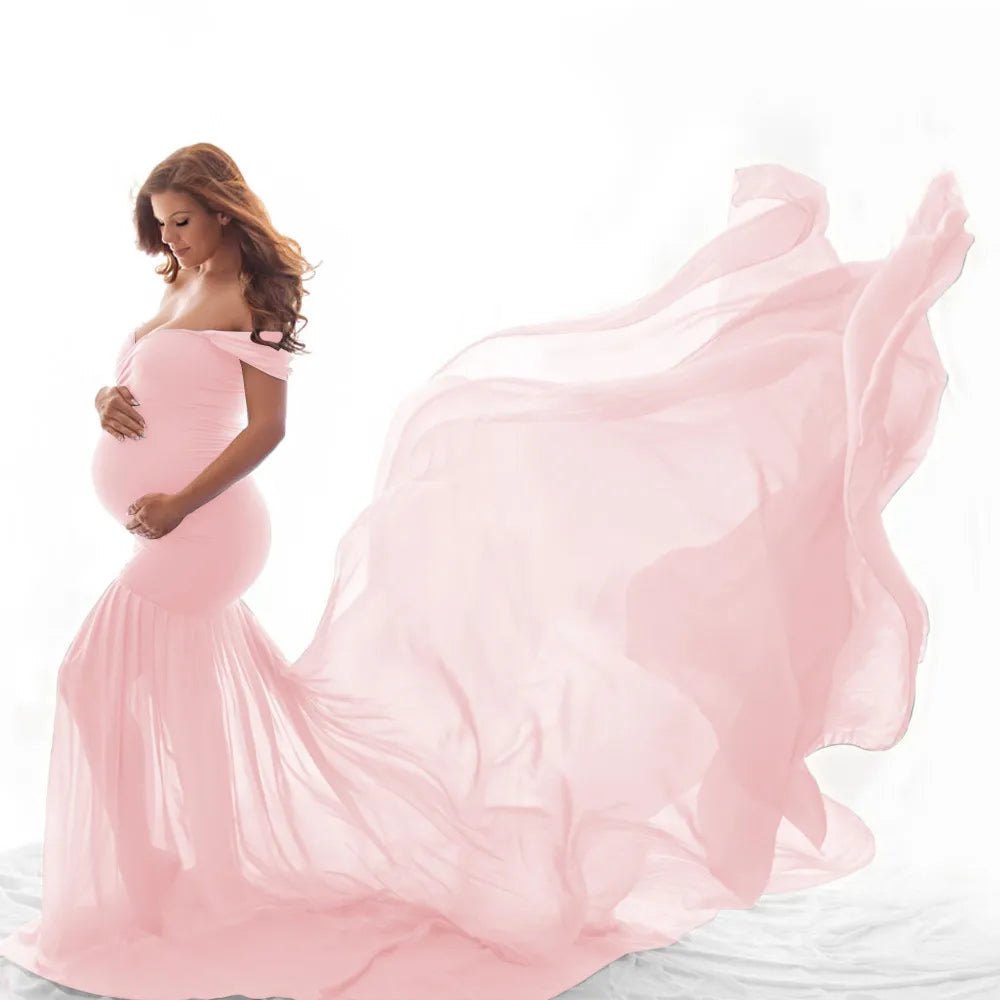 KMK - maternity off shoulder stretchy gown