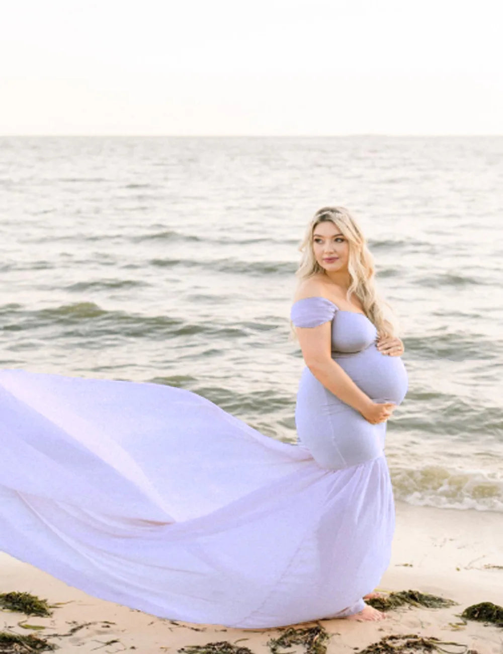 KMK - maternity off shoulder stretchy gown