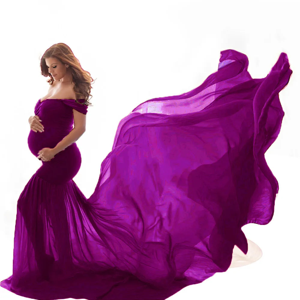 KMK - maternity off shoulder stretchy gown