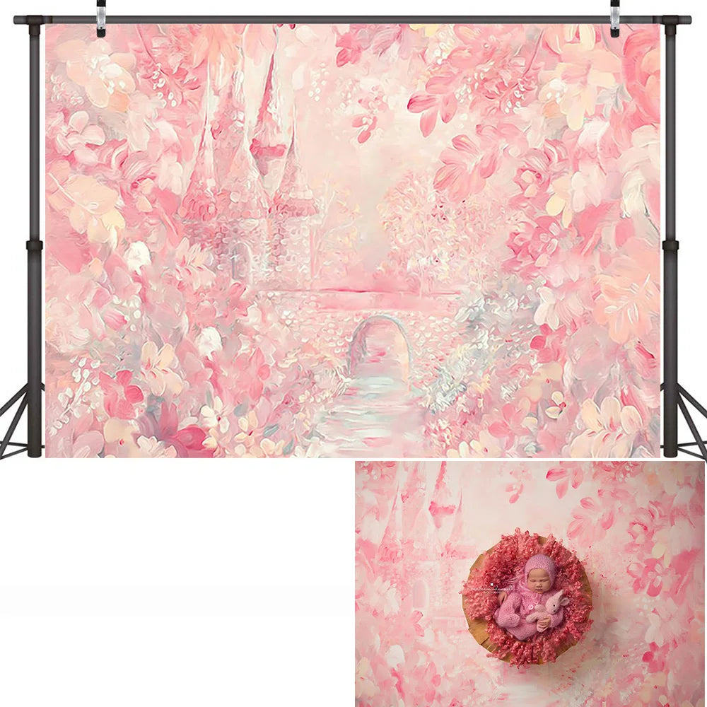 KMK - pink forest watercolour backdrop