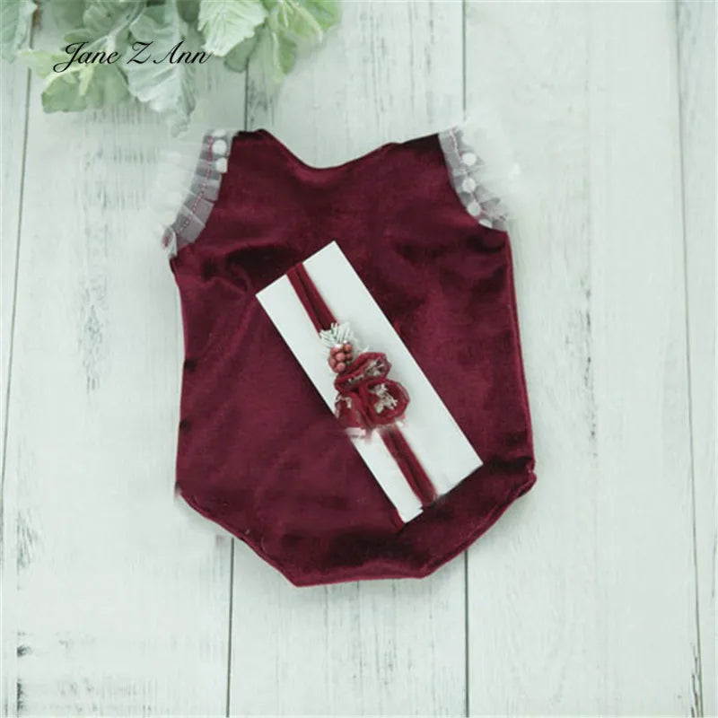 KMK - velvet romper + Headband Set