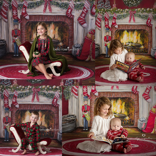 KMK - Christmas Fireplace Backdrop