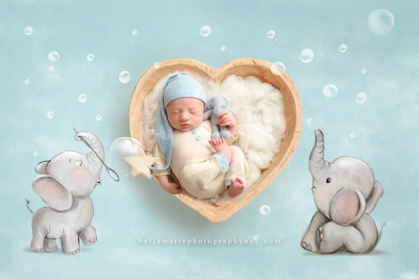 KMK - Elephant Kids Photography Backdrop