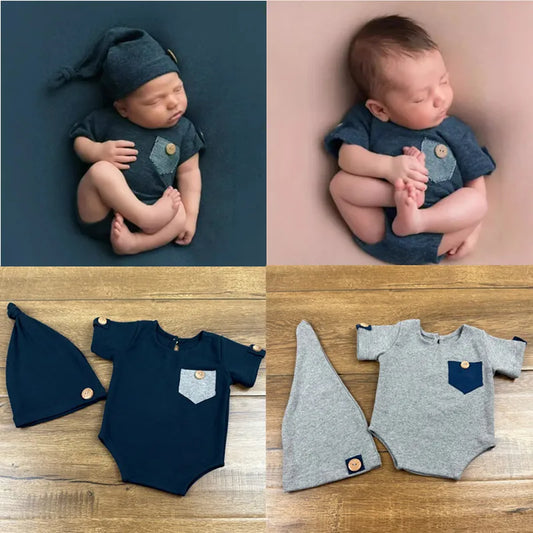 KMK - Newborn Romper + Hat 2Pcs/set